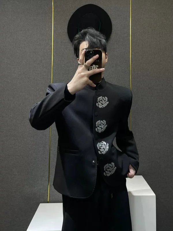 New Chinese Sle Bla Heavy Work oulder Pad Men's Suit Jaet Stand Collar Luxury Feel Small ence Iron on Flower Design
New Chinese Sle Bla Heavy Work oulder Pad Men's Suit Jaet Stand Collar Luxury Feel Small ence Iron on Flower Design