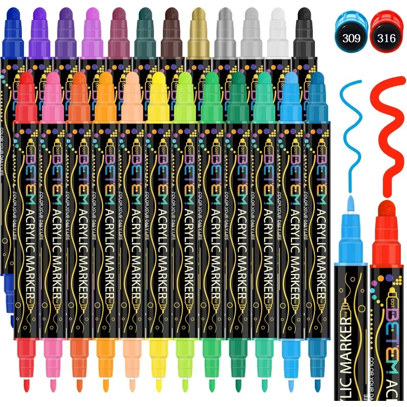 24 Colors Dual Tip Acrylic Paint Pens Markers Premium Acrylic Paint Pens for Halloween Decorations Pumpkin Painting DIY Crafts
24 Colors Dual Tip Acrylic Paint Pens Markers Premium Acrylic Paint Pens for Halloween Decorations Pumpkin Painting DIY Crafts