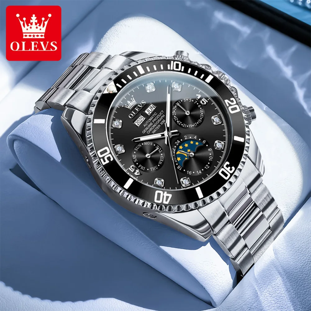 OLEVS 6729 Luxury Men's Wristwatch Waterproof Moon Phase Dual Calendar Multifunctional Automatic Mechanical Watches for Men
OLEVS 6729 Luxury Men's Wristwatch Waterproof Moon Phase Dual Calendar Multifunctional Automatic Mechanical Watches for Men