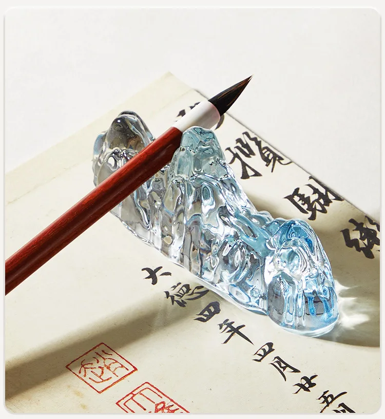 Glass Calligraphy Brush Holder Mountain Shape Paperweight Pen Rest Artistic Writing Tool Chinese Calligraphy Decoration Office
Glass Calligraphy Brush Holder Mountain Shape Paperweight Pen Rest Artistic Writing Tool Chinese Calligraphy Decoration Office