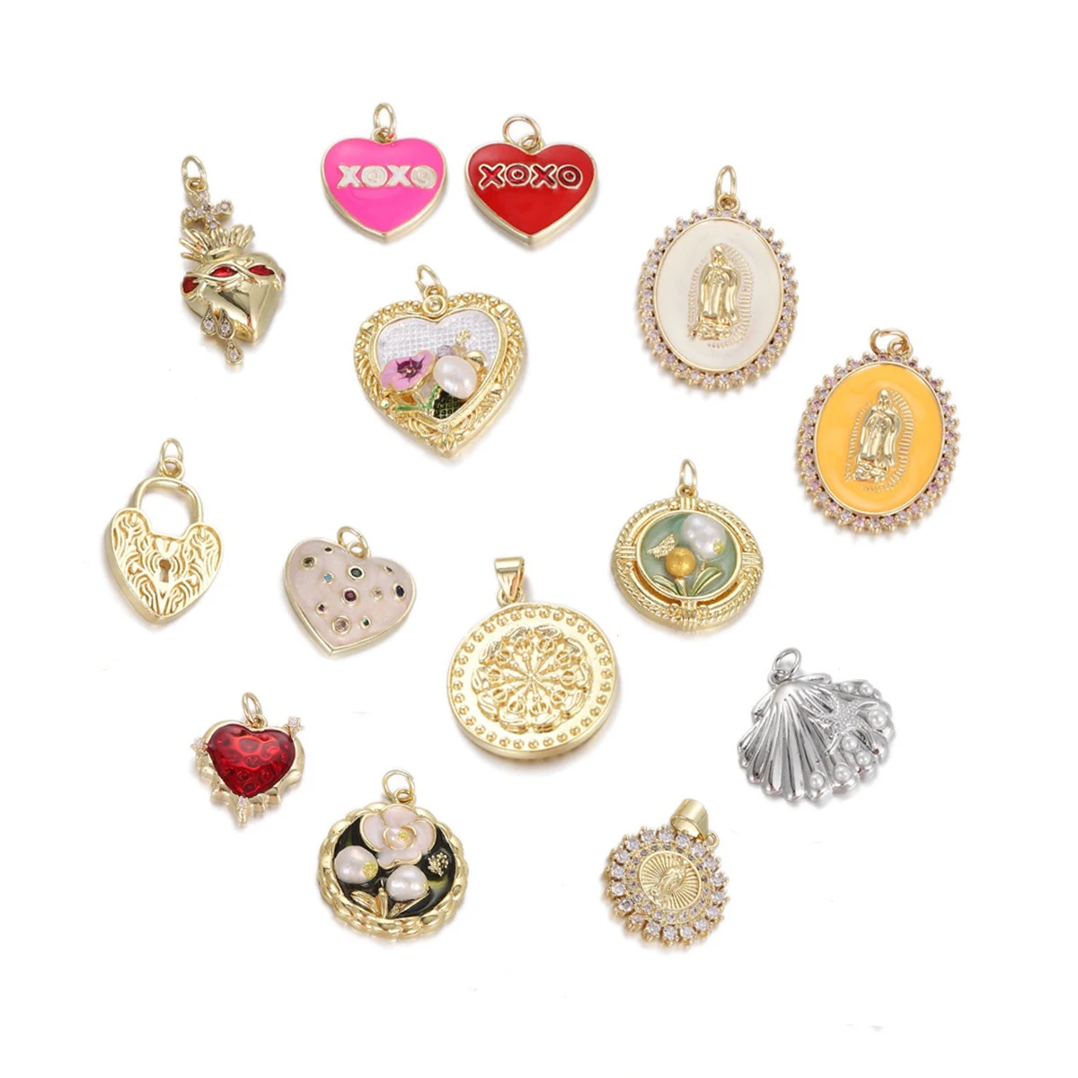 2 Pcs Enamel Pendant Diy Jewelry Making Heart Sea Shell Virgin Mary Oil Painting Flower Brass Inlay Zircon Round Oval Accessorie
2 Pcs Enamel Pendant Diy Jewelry Making Heart Sea Shell Virgin Mary Oil Painting Flower Brass Inlay Zircon Round Oval Accessorie