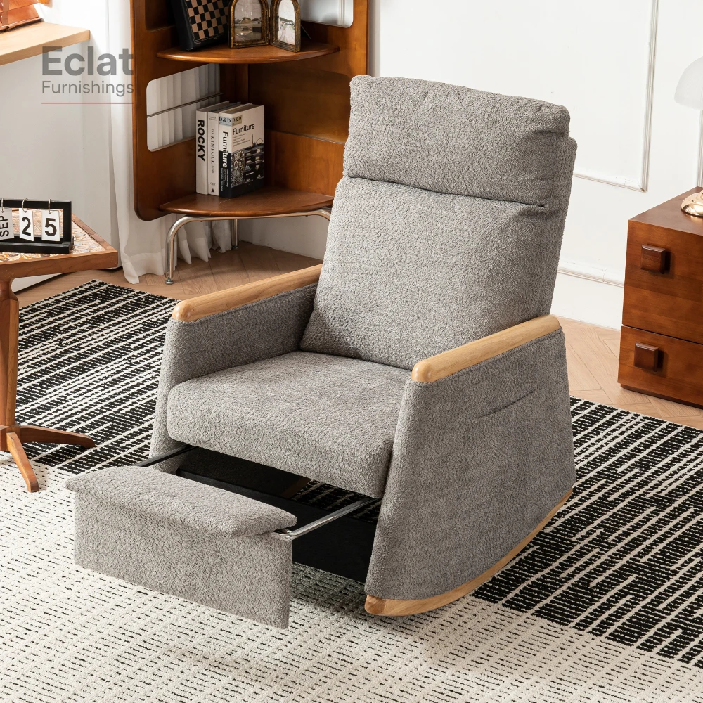 Accent Rocking Chair with Footrest High Back Rubber Wood Rocking Legs Bedroom Living Space,chairs for bedroom,chairs living room 
Accent Rocking Chair with Footrest High Back Rubber Wood Rocking Legs Bedroom Living Space,chairs for bedroom,chairs living room