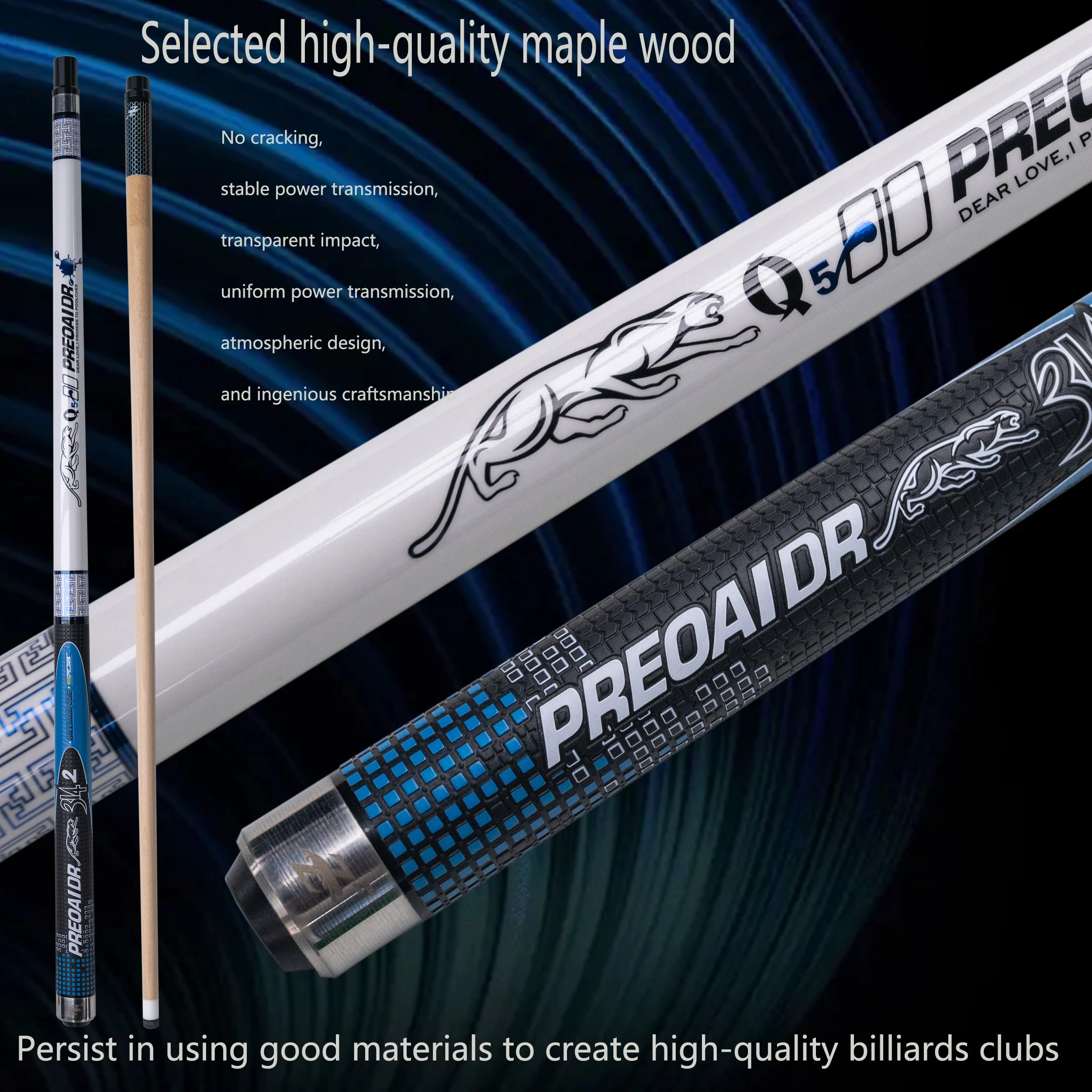 PREOAIDR Maple Q5 Blue Pool Cue Bag Set 58.26in 13mm Tip Stick Accessory Leather Non Slip Sweat Absorbent Grip Precision Shots
PREOAIDR Maple Q5 Blue Pool Cue Bag Set 58.26in 13mm Tip Stick Accessory Leather Non Slip Sweat Absorbent Grip Precision Shots