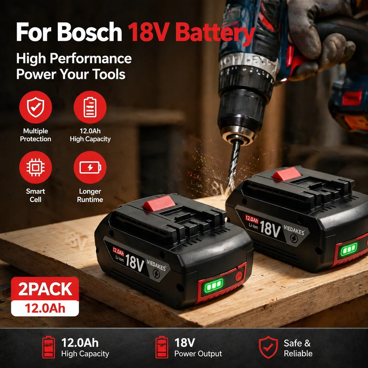 5⭐️BAT610G+AL1820CV for Bosch professional 18V 12.0AH Li-ion battery replacement with LED & for Bosch quick charger 14.4V-18V
5⭐️BAT610G+AL1820CV for Bosch professional 18V 12.0AH Li-ion battery replacement with LED & for Bosch quick charger 14.4V-18V