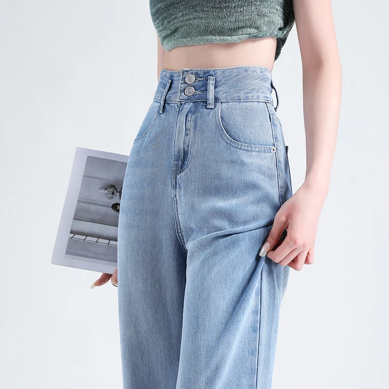 Summer Women's Thin Ice Silk Draped Loose Wide Leg Jeans Daily Versatile Casual Pants High Fashionable Korean Women's Clothing
Summer Women's Thin Ice Silk Draped Loose Wide Leg Jeans Daily Versatile Casual Pants High Fashionable Korean Women's Clothing