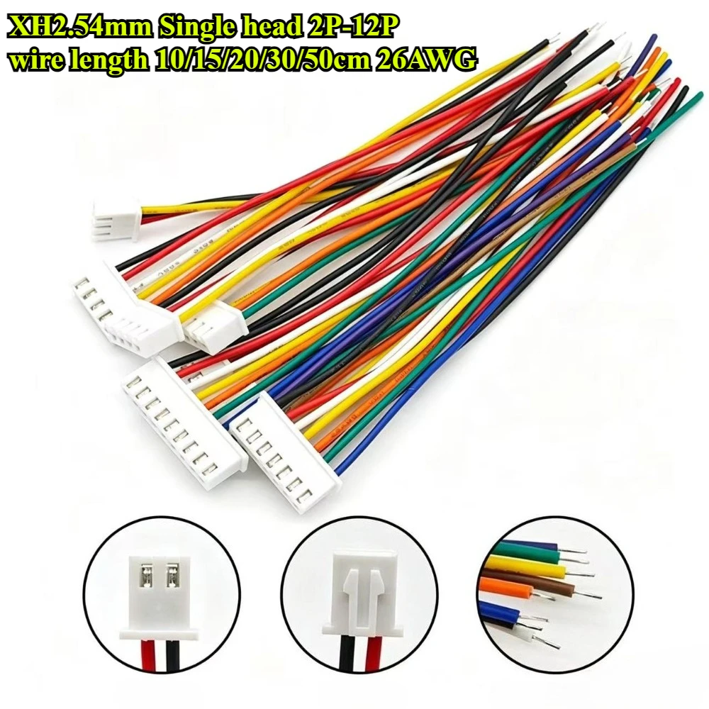 JST XH2.54mm Wire Cable Connector Single head 2P/3P/4P/5P/6P/7P/8P/9P/10P/11P/12P Pin Plug Terminal Wire 10/15/20/30/50cm 26AWG
JST XH2.54mm Wire Cable Connector Single head 2P/3P/4P/5P/6P/7P/8P/9P/10P/11P/12P Pin Plug Terminal Wire 10/15/20/30/50cm 26AWG