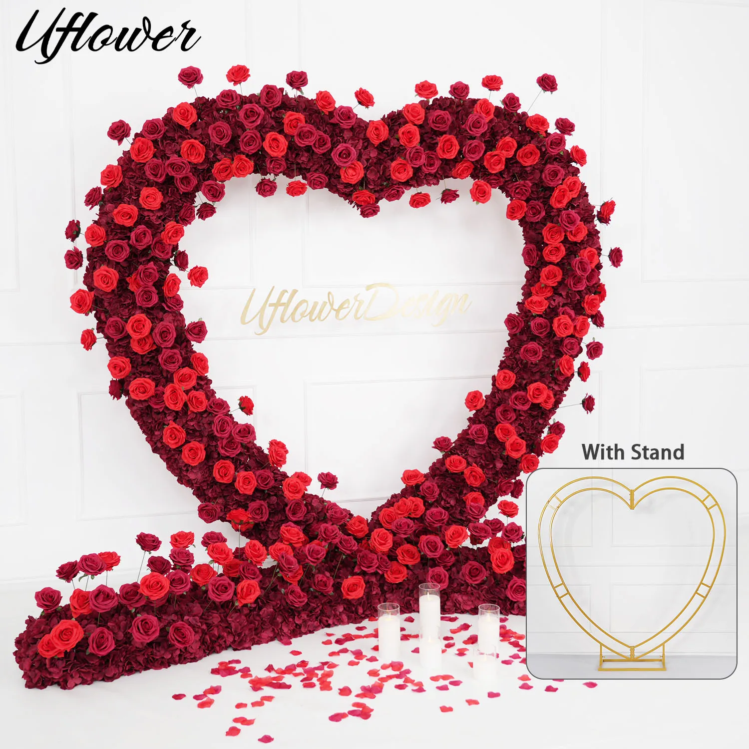 Uflower Luxury 5D Red Floral Arrangement With Heart-Shaped Stand Flower Wall Wedding Backdrop Decor Flower Row Party Stage Prop
Uflower Luxury 5D Red Floral Arrangement With Heart-Shaped Stand Flower Wall Wedding Backdrop Decor Flower Row Party Stage Prop