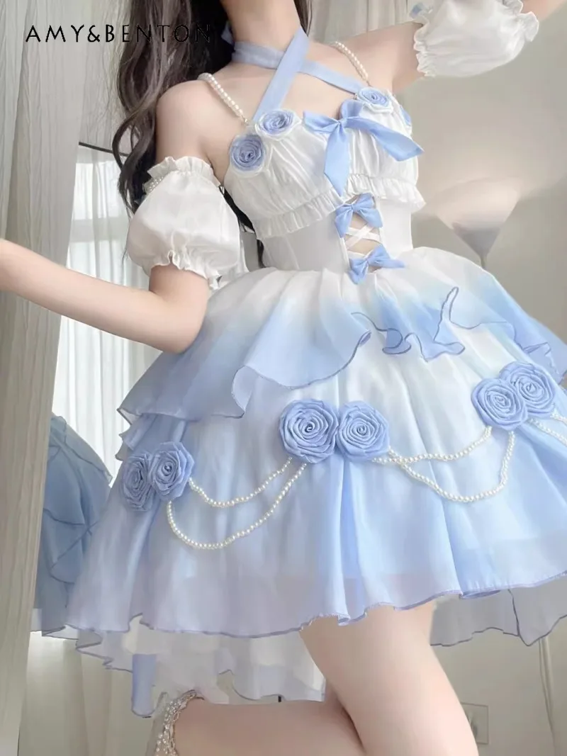 Summer New Japanese Sweet Fairy Lolita Dress Women Elegant Hollow Lace Empire High Waist Loose Daily Casual Princess Dress
Summer New Japanese Sweet Fairy Lolita Dress Women Elegant Hollow Lace Empire High Waist Loose Daily Casual Princess Dress