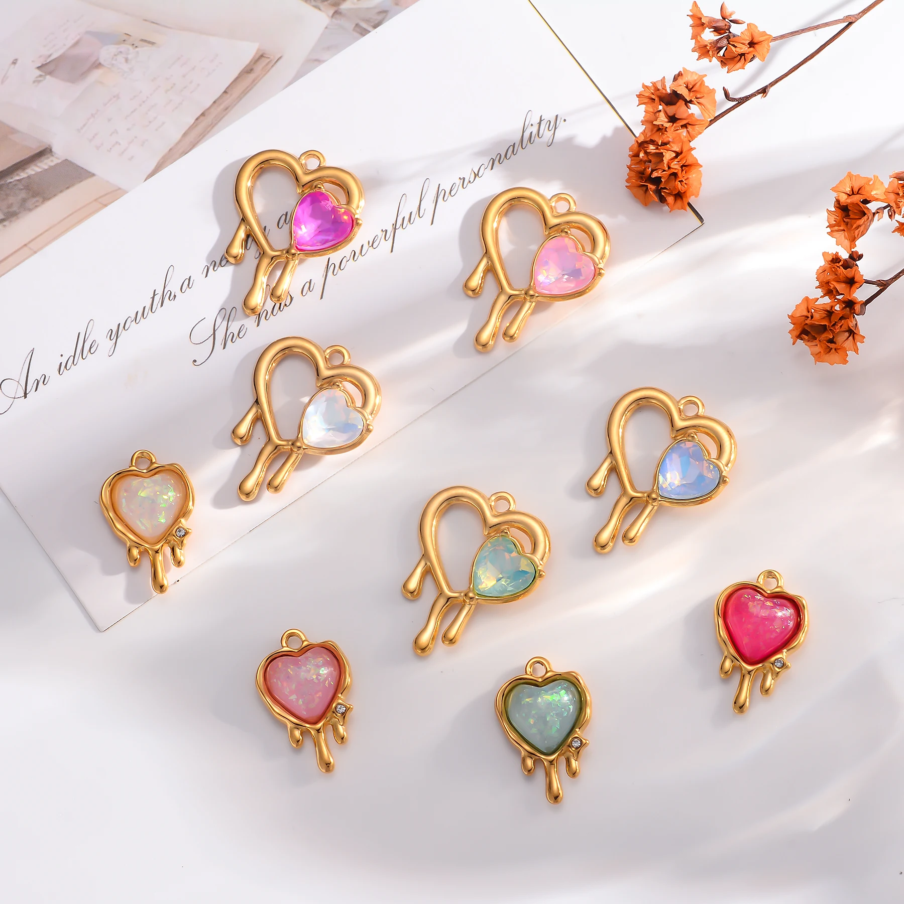 3Pcs Gold Plated Stainless Steel Colorful Love Heart Charms For DIY Jewelry Making Bulk Handmade Women Earring pendant
3Pcs Gold Plated Stainless Steel Colorful Love Heart Charms For DIY Jewelry Making Bulk Handmade Women Earring pendant