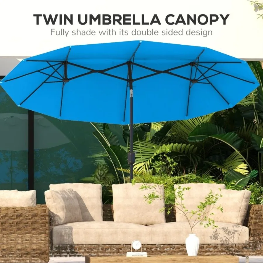 Doublesided Patio Umbrella 9.5' Outdoor Umbrella with Push Button Tilt and Crank 3 Air Vents and 12 Ribs Cyan Blue
Doublesided Patio Umbrella 9.5' Outdoor Umbrella with Push Button Tilt and Crank 3 Air Vents and 12 Ribs Cyan Blue