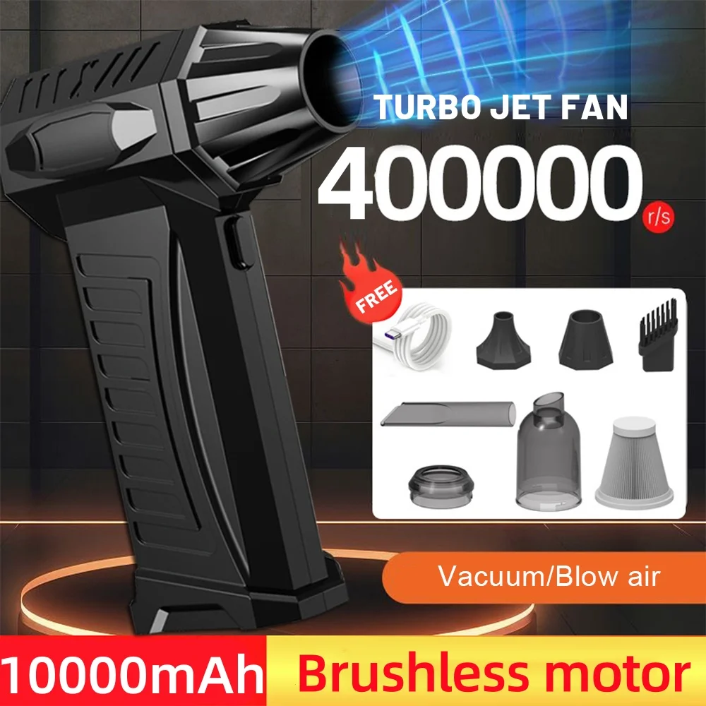 10000mAh Turbo Jet Fan Snow Blower 400000RPM Powerful Air Blower Vacuum Cleaner Type-C Strong Wind 58m/s Brushless Violent Fan
10000mAh Turbo Jet Fan Snow Blower 400000RPM Powerful Air Blower Vacuum Cleaner Type-C Strong Wind 58m/s Brushless Violent Fan