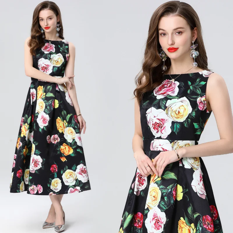 2025 summer new women's elegant fashion retro print sleeveless high-waist maxi dress A-line dress A001
2025 summer new women's elegant fashion retro print sleeveless high-waist maxi dress A-line dress A001