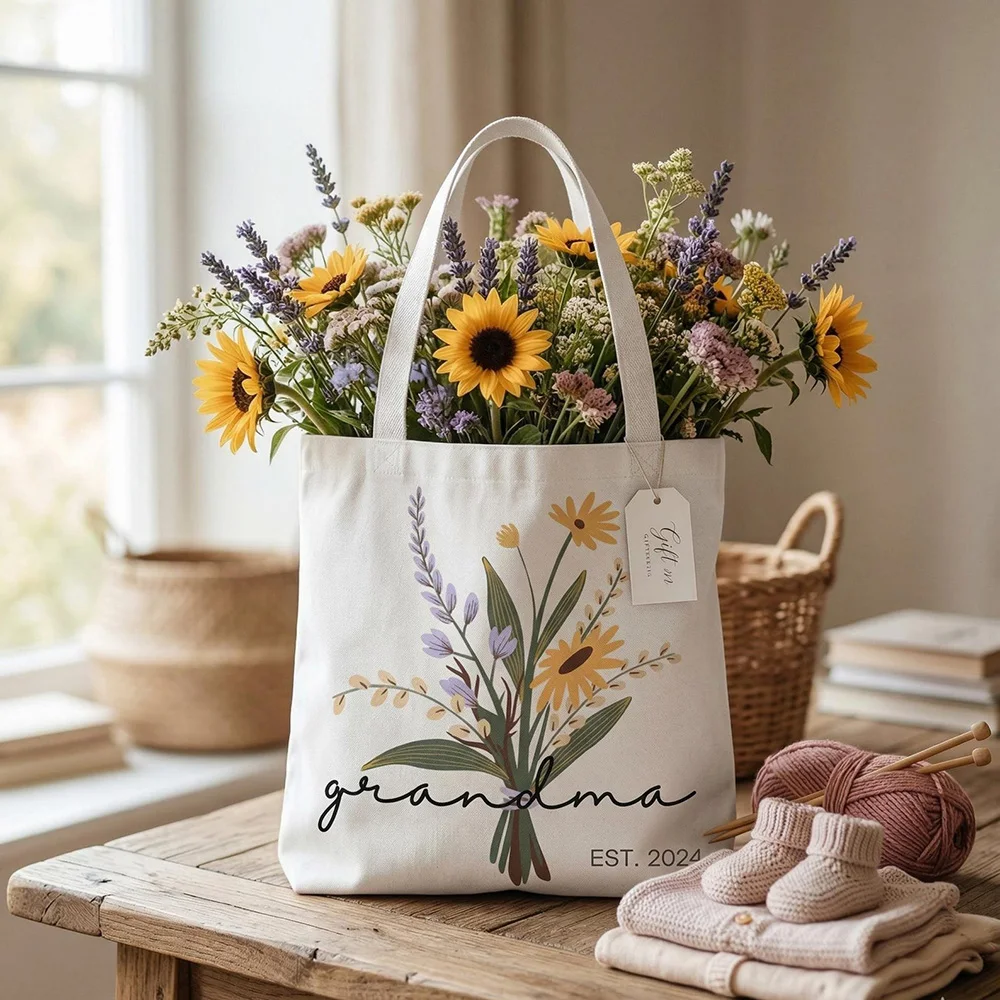Custom Signature Grandma Tote Bag with Kids Names Lightweight Foldable Canvas Trendy Best Gift for Women Grandma Low MOQ
Custom Signature Grandma Tote Bag with Kids Names Lightweight Foldable Canvas Trendy Best Gift for Women Grandma Low MOQ