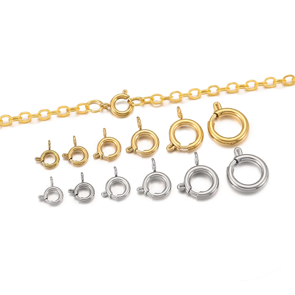 5Pcs/Pack Stainless Steel Circle Spring Button Clasps Hooks End Connectors for DIY Necklace Clasps Jewelry Making Accessories
5Pcs/Pack Stainless Steel Circle Spring Button Clasps Hooks End Connectors for DIY Necklace Clasps Jewelry Making Accessories