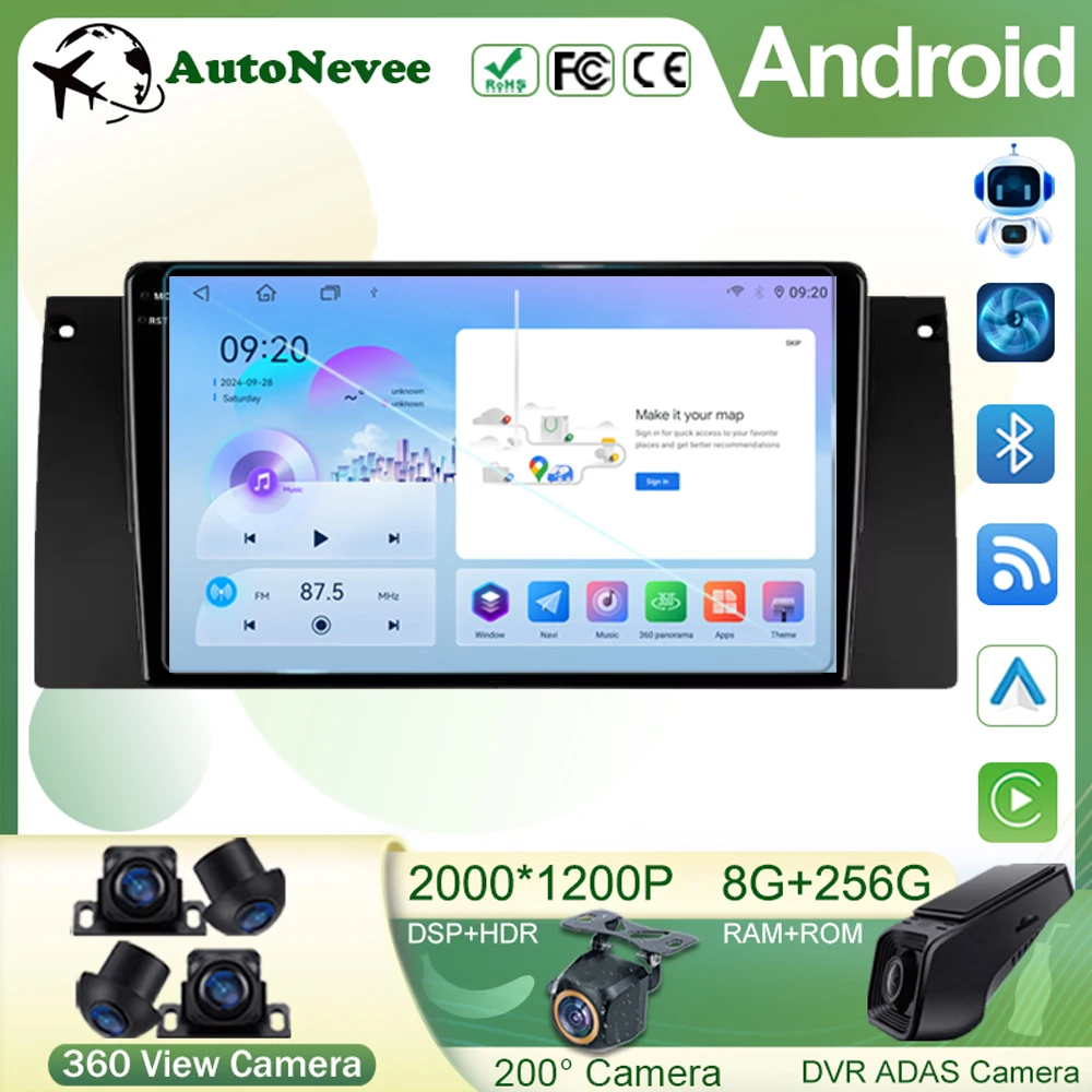 For BMW 5 E39 1995 - 2003 E53 X5 M5 Car Stereo Radio Multimedia Player GPS Navigation Head Unit Carplay DVD Auto 2din Android 14
For BMW 5 E39 1995 - 2003 E53 X5 M5 Car Stereo Radio Multimedia Player GPS Navigation Head Unit Carplay DVD Auto 2din Android 14
