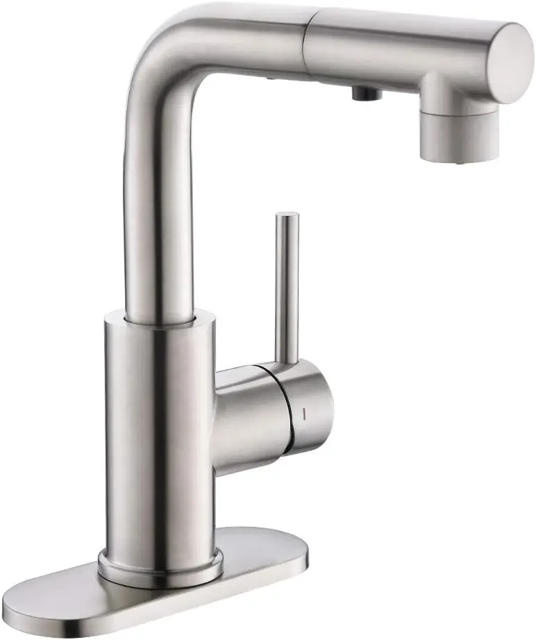 Pull-Out Sprayer Kitchen Faucet, Single Handle Sink Faucet for Bathroom and Utility, Brush Nickel Finish
Pull-Out Sprayer Kitchen Faucet, Single Handle Sink Faucet for Bathroom and Utility, Brush Nickel Finish