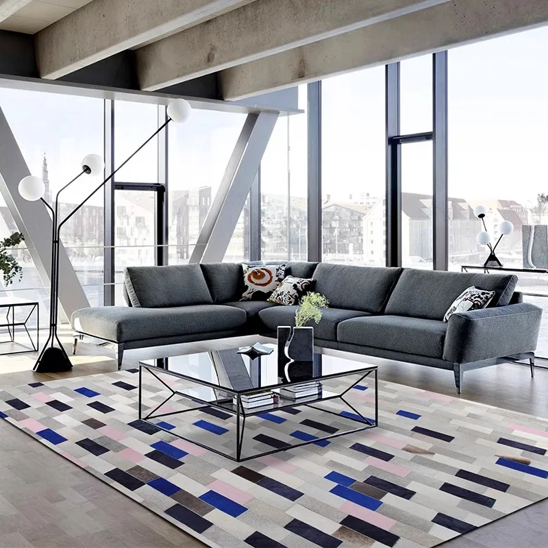 Light Luxury Living Room Carpet High-end Handmade Real Cowhide Villa Floor Mat Blue Pink Patchwork Natural Cow Leather Bedroom
Light Luxury Living Room Carpet High-end Handmade Real Cowhide Villa Floor Mat Blue Pink Patchwork Natural Cow Leather Bedroom