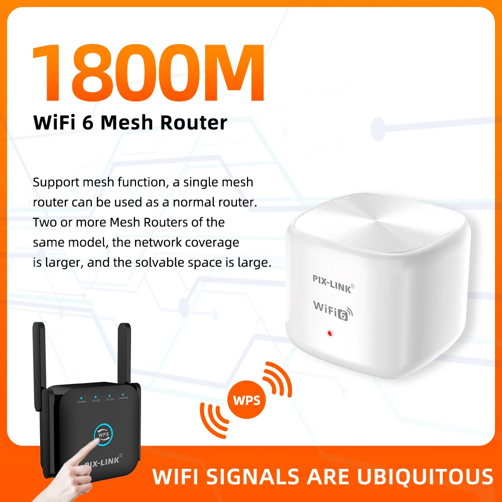 PIX-LINK WMS07 AX1800 WiFi 6 Черно-белый комплект из 2 Mesh-роутеров, полногигабитный, двухдиапазонный 1201M+574M, MU-MIMO, WPA3, Long OFDM, Blind Plu3
PIX-LINK WMS07 AX1800 WiFi 6 Черно-белый комплект из 2 Mesh-роутеров, полногигабитный, двухдиапазонный 1201M+574M, MU-MIMO, WPA3, Long OFDM, Blind Plu3