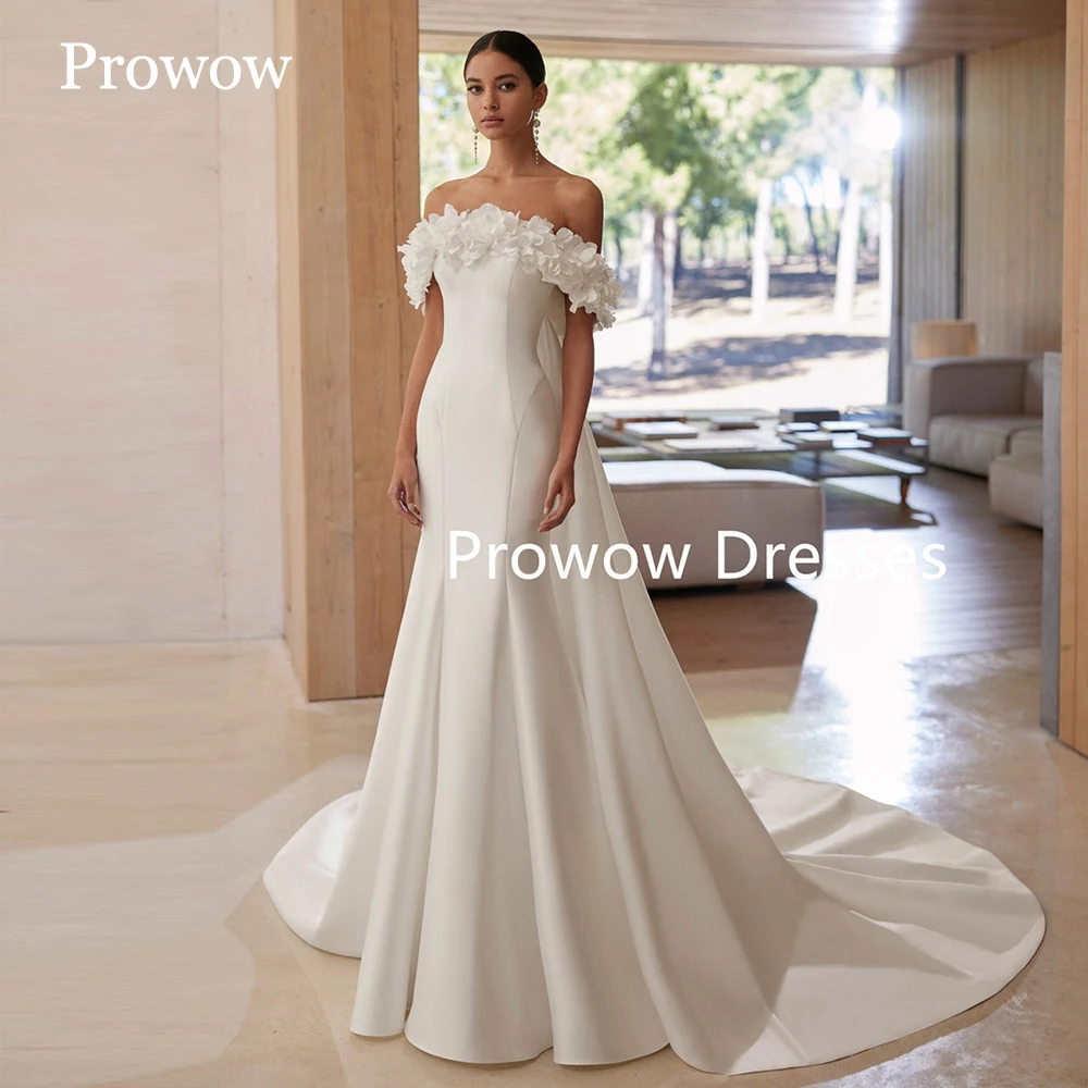 Prowow Elegant Strapless Mermaid Wedding Dresses with Flowers Bolero Floor Length Bridal Gown Zipper Back Sweep Train Customized
Prowow Elegant Strapless Mermaid Wedding Dresses with Flowers Bolero Floor Length Bridal Gown Zipper Back Sweep Train Customized