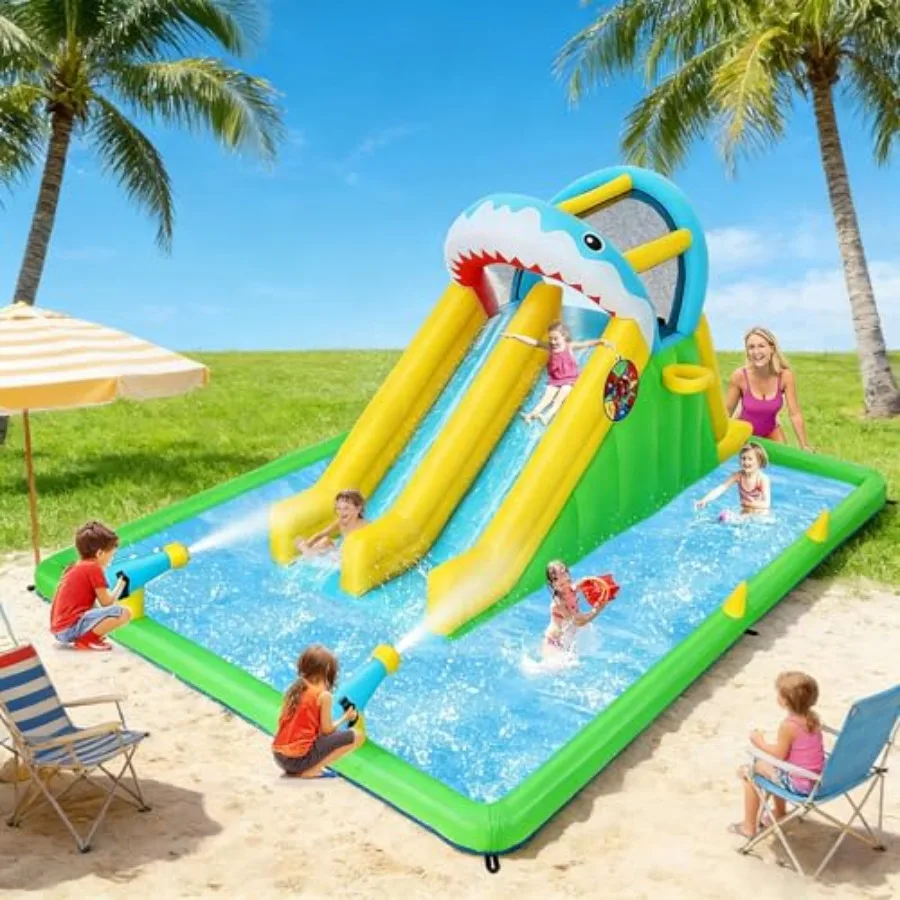 Inflatable Water Bounce House for 3-12 Years PVC Material Blue/White 8-in-1 Playset with Dual Water Slides Ball Pit Games for O
Inflatable Water Bounce House for 3-12 Years PVC Material Blue/White 8-in-1 Playset with Dual Water Slides Ball Pit Games for O