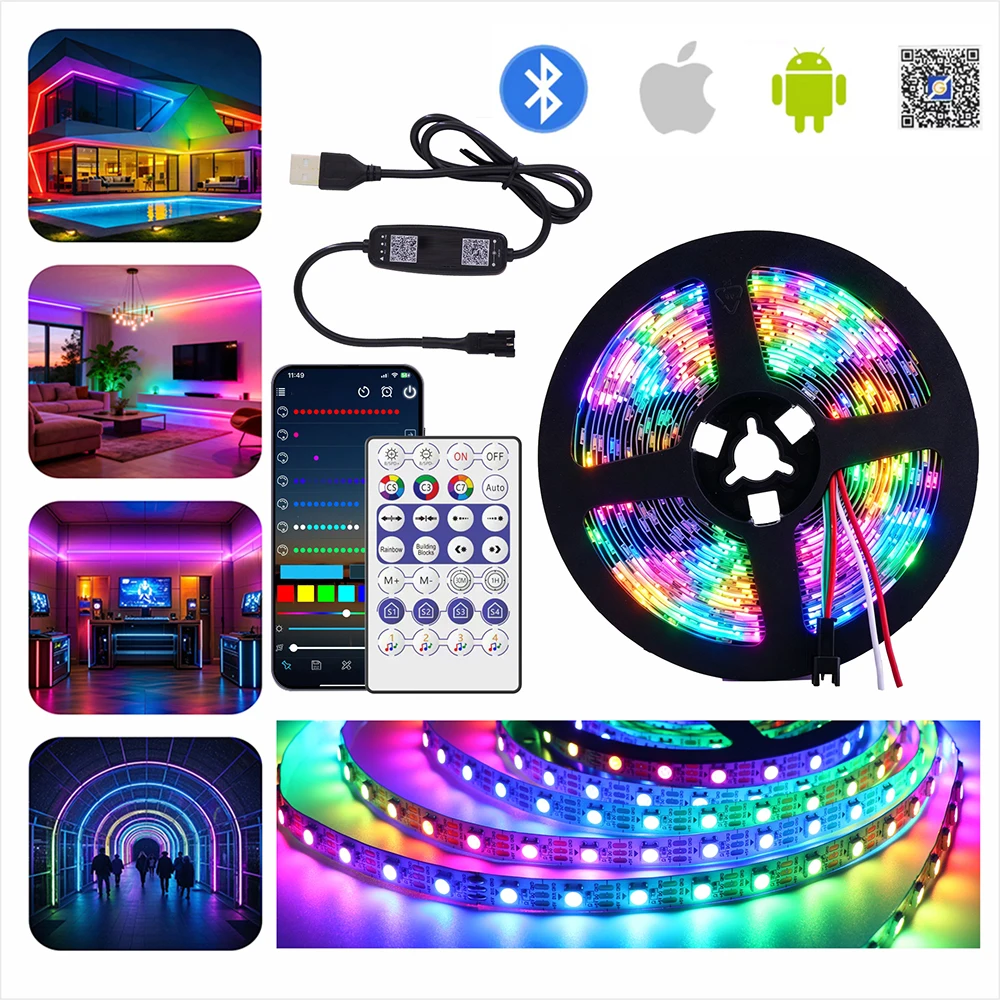 USB LED Strip RGB WS2812B Addressable Pixel Tape 28Keys Remote Controller DC5V 1m/2m/3m/4m/5m LED For TV Back Under Cabinet Lamp
USB LED Strip RGB WS2812B Addressable Pixel Tape 28Keys Remote Controller DC5V 1m/2m/3m/4m/5m LED For TV Back Under Cabinet Lamp