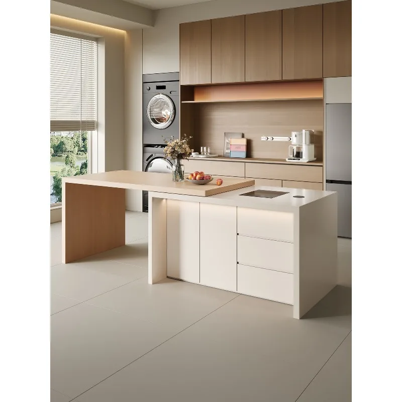 Retractable flush island cream wind custom rock slab guide table household small apartment space saving table integrated
Retractable flush island cream wind custom rock slab guide table household small apartment space saving table integrated