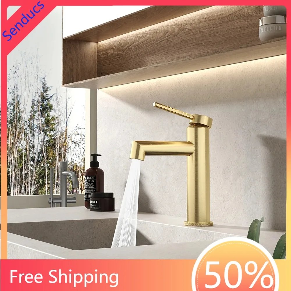 Modern Brushed Gold Bathroom Basin Sink Faucet Single Handle Bathroom Faucet Stainless Steel Hot Cold Mixer Tap for Basin Sink
Modern Brushed Gold Bathroom Basin Sink Faucet Single Handle Bathroom Faucet Stainless Steel Hot Cold Mixer Tap for Basin Sink
