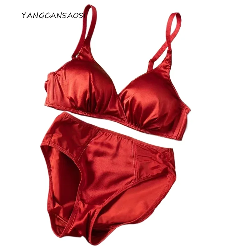 Female Sexy Lingerie Set Red Back Three Row Buckle Fixed Shoulder Strap Wedding Bride Natural Mulberry Silk Skin-friendly Bra
Female Sexy Lingerie Set Red Back Three Row Buckle Fixed Shoulder Strap Wedding Bride Natural Mulberry Silk Skin-friendly Bra
