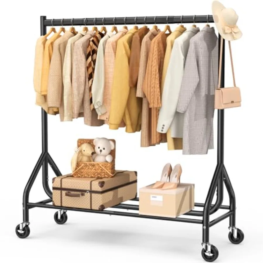 Heavy Duty Clothes Rack Load 420 LBS, 47.2" Long Rolling Garment Rack with Lockable Wheels, Standing Metal Clothing Hanger, Por
Heavy Duty Clothes Rack Load 420 LBS, 47.2" Long Rolling Garment Rack with Lockable Wheels, Standing Metal Clothing Hanger, Por