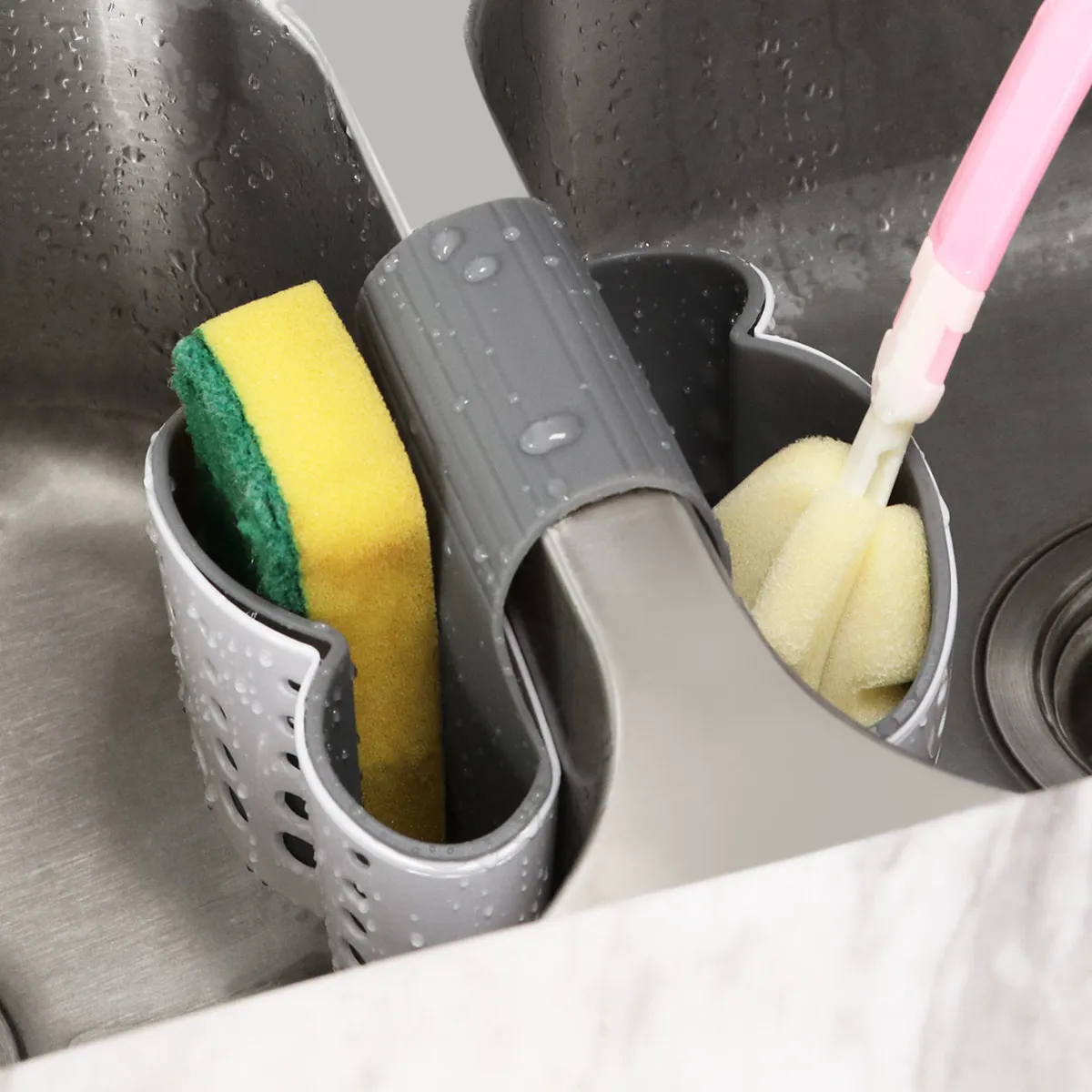 Ounona Sink Sponge Holder Tap Hanging Strainer with 2 Drain Bags Adjustable Button for Kitchen Bathroom Organizer Storage Shelf
Ounona Sink Sponge Holder Tap Hanging Strainer with 2 Drain Bags Adjustable Button for Kitchen Bathroom Organizer Storage Shelf