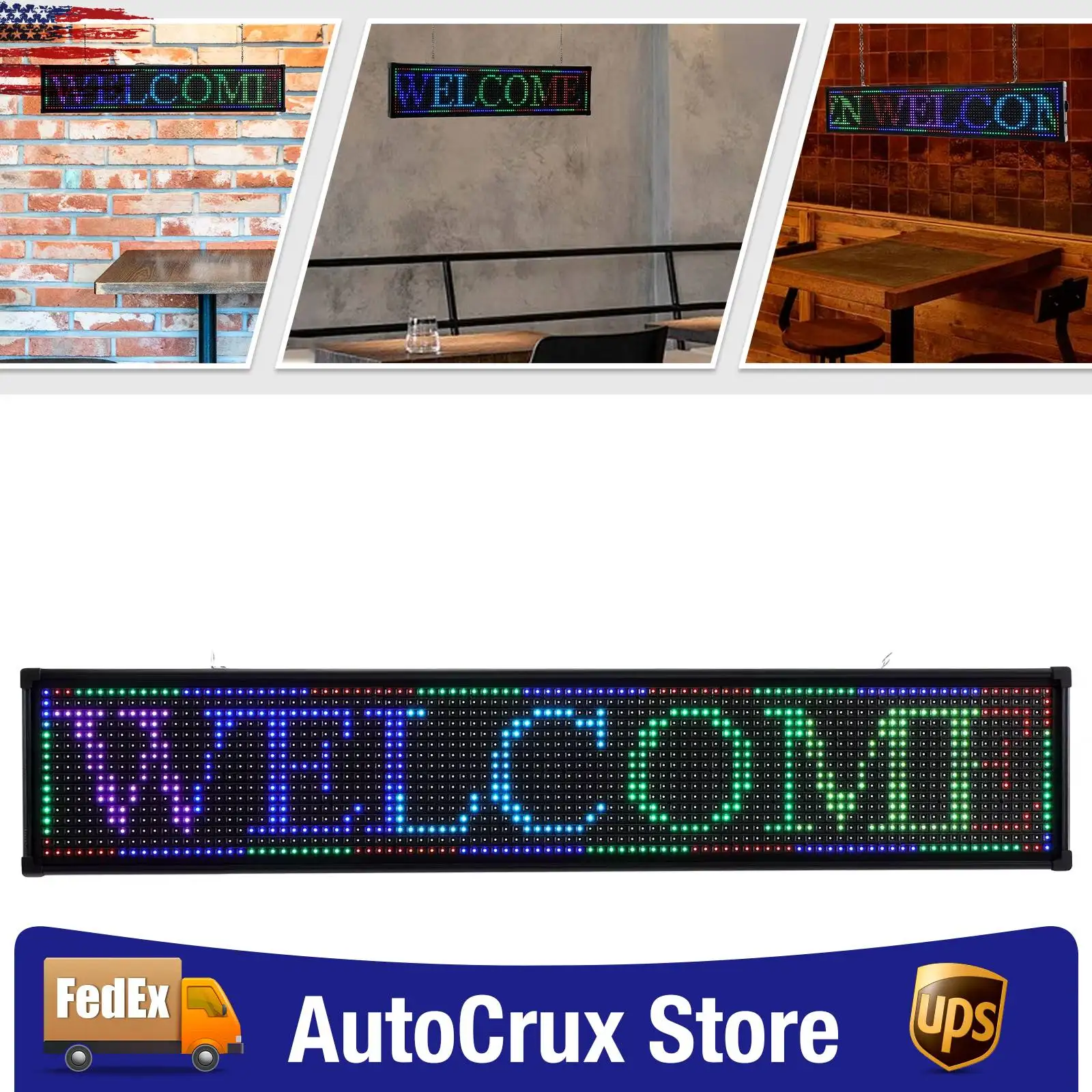 LED Advertising Sign, 40x8 Inch LED Neon Sign Board with 7 Colors, USB/WiFi Control for Store Window Bar Cafe
LED Advertising Sign, 40x8 Inch LED Neon Sign Board with 7 Colors, USB/WiFi Control for Store Window Bar Cafe