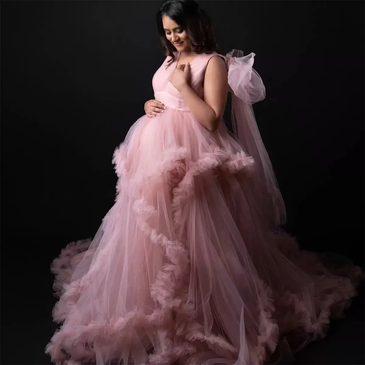 A Line Sleeveless Prom Star Dresses Tiered Ruffles Oversize Maternity Photoshoot Dress Party Robes Custom Made
A Line Sleeveless Prom Star Dresses Tiered Ruffles Oversize Maternity Photoshoot Dress Party Robes Custom Made