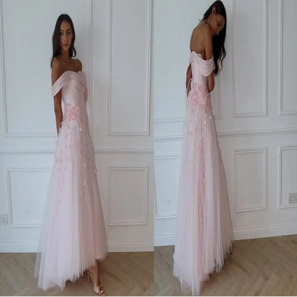 Sweety Bridal Off Shoulder Tulle Pleated Evening Dress with Floral A-line Lace up Back Long Prom Party Gown Custom Made
Sweety Bridal Off Shoulder Tulle Pleated Evening Dress with Floral A-line Lace up Back Long Prom Party Gown Custom Made