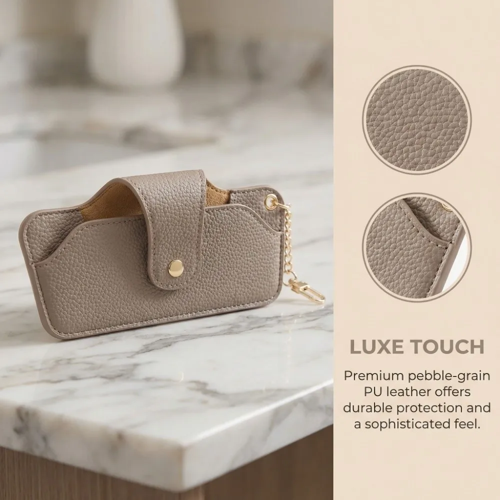 PU Leather Glasses Case with Bag Pendant Chain Sun Glasses Spectacle Case Eyewear Cover Solid Color Eyewear Protector
PU Leather Glasses Case with Bag Pendant Chain Sun Glasses Spectacle Case Eyewear Cover Solid Color Eyewear Protector