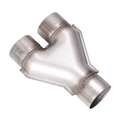 Stainless Steel 409 Exhaust Y-Pipe: 3 Inch Single Inlet To Twin 2.5 Inch Outlets, 10 Inch Length, Weld-On Installation
Stainless Steel 409 Exhaust Y-Pipe: 3 Inch Single Inlet To Twin 2.5 Inch Outlets, 10 Inch Length, Weld-On Installation