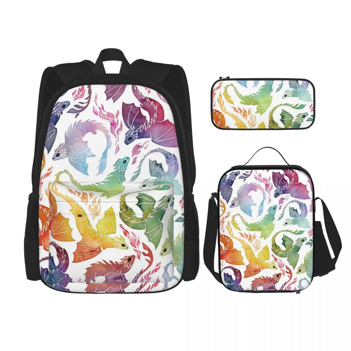 Dragon Fire Rainbow Backpacks Boys Girls Bookbag Children School Bags Kids Rucksack Lunch Bag Pen Bag Three-Piece Set
Dragon Fire Rainbow Backpacks Boys Girls Bookbag Children School Bags Kids Rucksack Lunch Bag Pen Bag Three-Piece Set