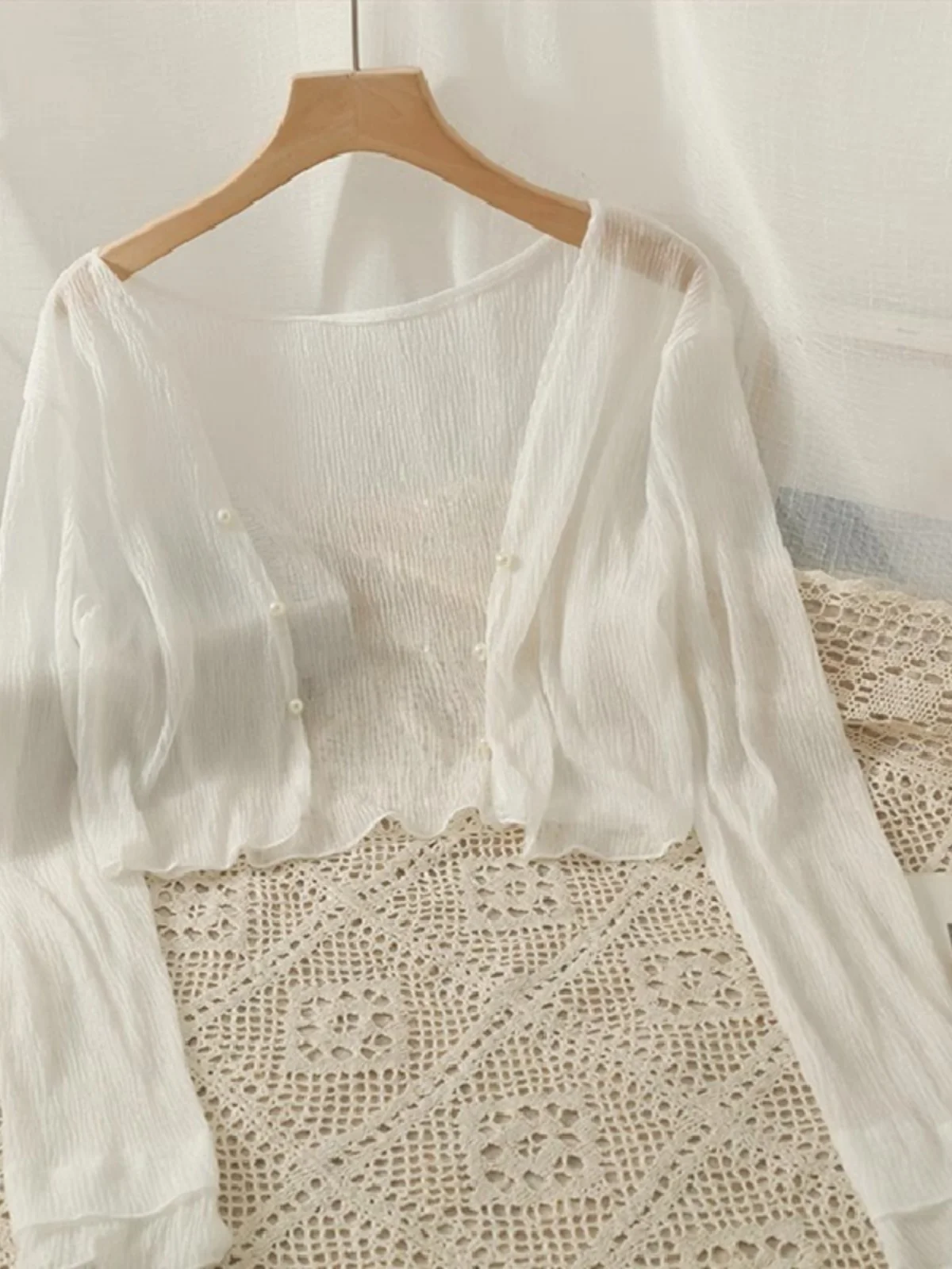 White Chiffon Open Cardigan Women's Thin oulder awl Outerwear Summer New Sun Protection Clothing Coat with Sling Dr
White Chiffon Open Cardigan Women's Thin oulder awl Outerwear Summer New Sun Protection Clothing Coat with Sling Dr