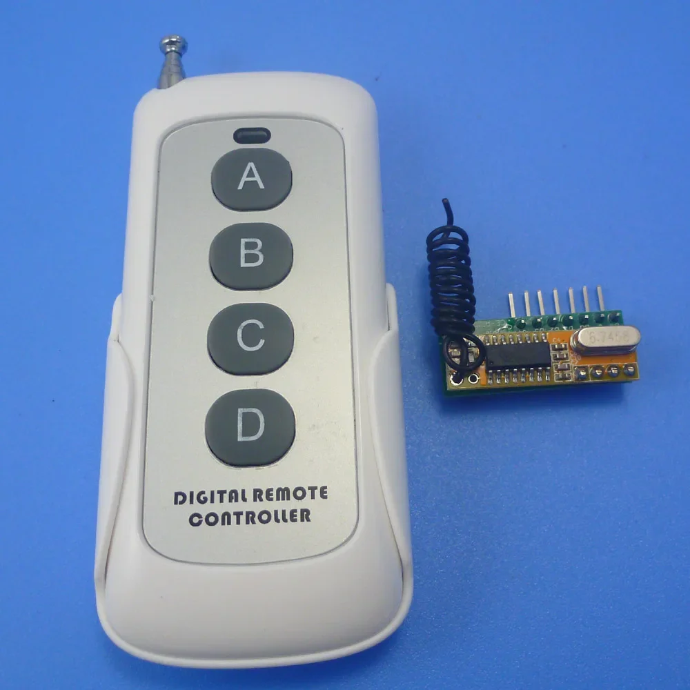433.92MHz ASK/OOK 4 Keys Wireless Switch DC5V Wireless Control Kits RF Link Control Remote
433.92MHz ASK/OOK 4 Keys Wireless Switch DC5V Wireless Control Kits RF Link Control Remote