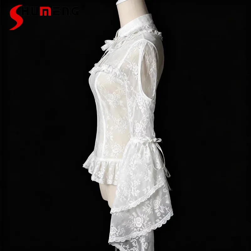 Japanese Rojita Sweet Cute Inner Wear Top Chinese-style Lace Splicing White Princess Sleeves Shirt Lolita Lace Blouse For Ladies
Japanese Rojita Sweet Cute Inner Wear Top Chinese-style Lace Splicing White Princess Sleeves Shirt Lolita Lace Blouse For Ladies