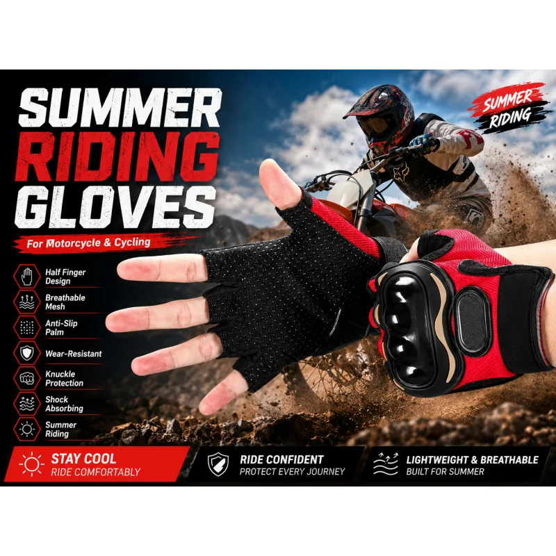 Summer Half Finger Motorcycle Gloves Anti-Slip Wear-Resistant Riding Gloves
Summer Half Finger Motorcycle Gloves Anti-Slip Wear-Resistant Riding Gloves