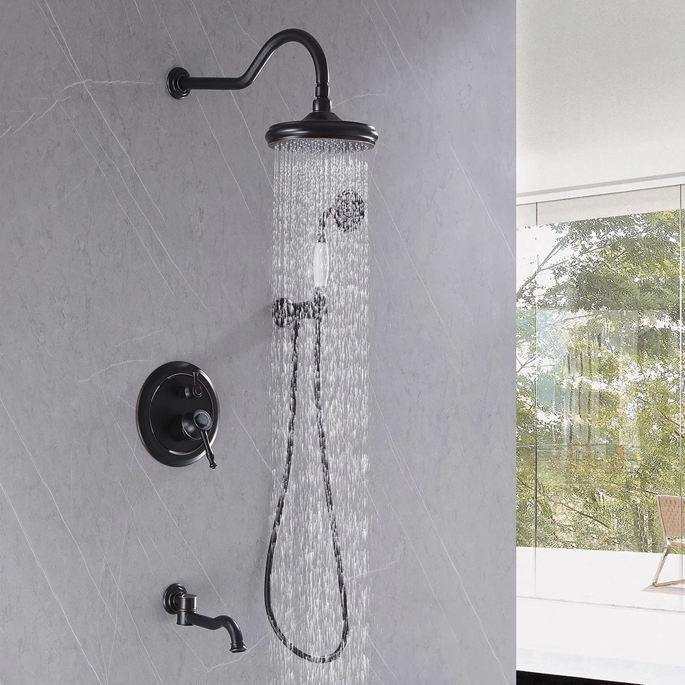 ORB Concealed Shower System 3 Function Wall Mount Rain Shower Set with Handheld Sprayer & Tub Spout Brass Bathroom Mixer Tap
ORB Concealed Shower System 3 Function Wall Mount Rain Shower Set with Handheld Sprayer & Tub Spout Brass Bathroom Mixer Tap