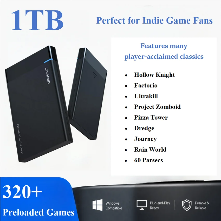 1TB Ultimate Indie Games HDD 320+ PC Games Plug & Play including Roguelike Horror Adventure Sandbox & More for gift
1TB Ultimate Indie Games HDD 320+ PC Games Plug & Play including Roguelike Horror Adventure Sandbox & More for gift