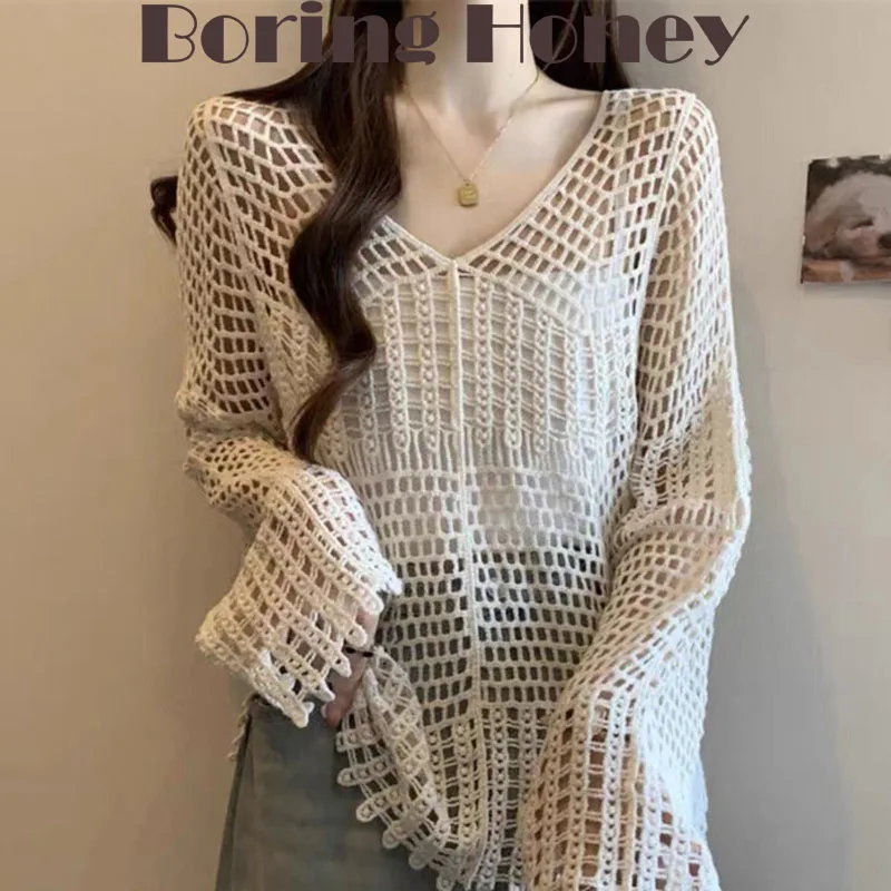 Boring Honey Hollow Design Sunscreen Blouse Female Summer Korean Round Neck Joker Loose Solid Color Long Sleeve T-Shirt Women
Boring Honey Hollow Design Sunscreen Blouse Female Summer Korean Round Neck Joker Loose Solid Color Long Sleeve T-Shirt Women
