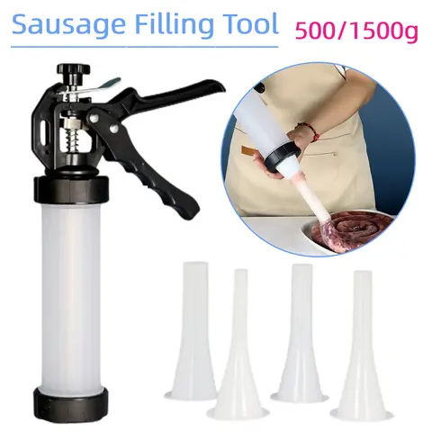 Máquina Manual de salchichas para el hogar, embutidor de salchichas, jeringa de carne Manaul hecha en casa, herramienta de relleno de salchichas enlatadas, 500/1000g