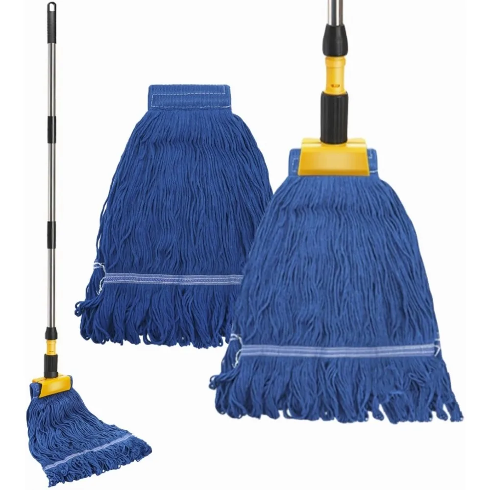 Commercial Mop, Heavy Duty Looped End String Wet Mop with 64'' Long Handle, Industrial Cotton Dust Mop with Extra Replacement Heads for Home, Office, Garage, Warehouse Floor Cleaning
Commercial Mop, Heavy Duty Looped End String Wet Mop with 64'' Long Handle, Industrial Cotton Dust Mop with Extra Replacement Heads for Home, Office, Garage, Warehouse Floor Cleaning