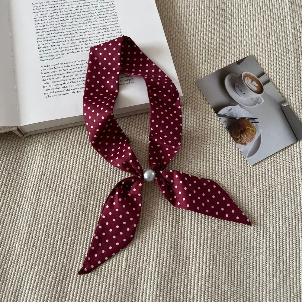 Gift Vintage Thin Polka Dot Neckerchief Pearl Adjustable Silk Scarf Necklace Elegant Beads Choker Scarf Work
Gift Vintage Thin Polka Dot Neckerchief Pearl Adjustable Silk Scarf Necklace Elegant Beads Choker Scarf Work