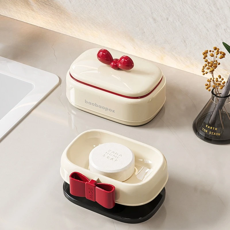 Raised Drainage Creative Soap Dish, Bow Cream Color Soap Holder, Bathroom Storage Figurine, 2 Styles: with/without Lid
Raised Drainage Creative Soap Dish, Bow Cream Color Soap Holder, Bathroom Storage Figurine, 2 Styles: with/without Lid