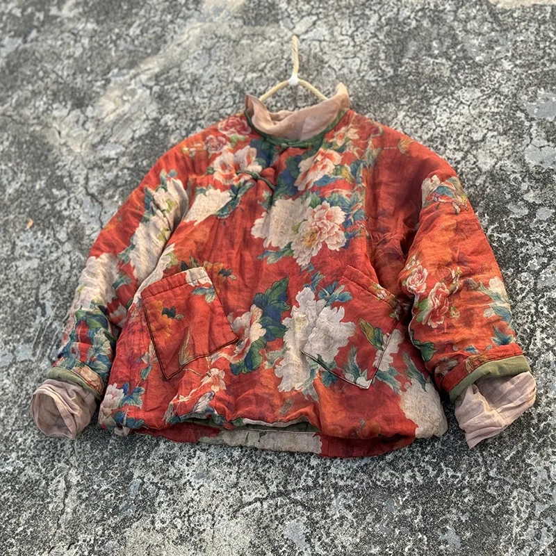 Women Vintage Warm Parkas Chinese Style Printed Floral Long Sleeve Outwear 2024 Quilted Winter New Female Linen Parkas Jackets
Women Vintage Warm Parkas Chinese Style Printed Floral Long Sleeve Outwear 2024 Quilted Winter New Female Linen Parkas Jackets