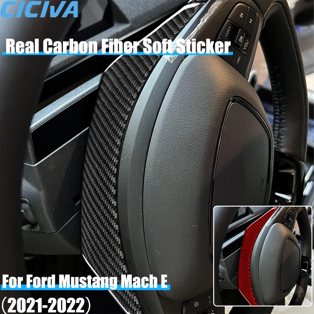 Real Carbon Fiber Car Accessories Driver Wheel Back Decorative Trim Cover Soft Sticker For Ford Mustang Mach E 2021 2022 
Real Carbon Fiber Car Accessories Driver Wheel Back Decorative Trim Cover Soft Sticker For Ford Mustang Mach E 2021 2022