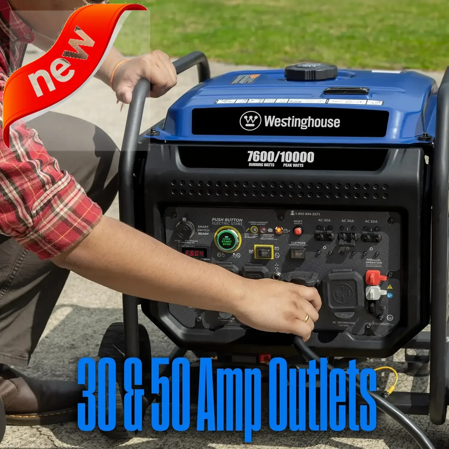 NEW 10000 Peak Watt Portable Open Frame Inverter Generator, Remote Electric Start with Auto Choke, Transfer Switch Ready
NEW 10000 Peak Watt Portable Open Frame Inverter Generator, Remote Electric Start with Auto Choke, Transfer Switch Ready